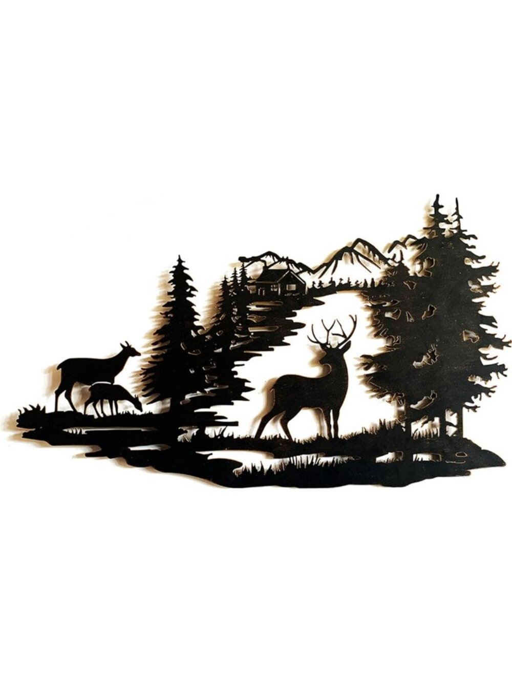 Rustic Metal Deer Wall Art - Cabin Decor for Living Room, Bathroom